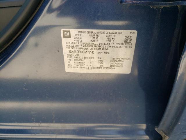 Photo 10 from auction – 2016 CHEVROLET EQUINOX LT with VIN 2GNALCEK3G6178145