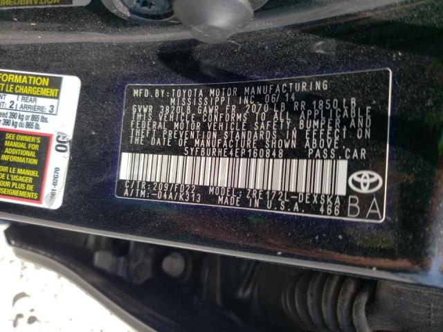 Photo 10 from auction – 2014 TOYOTA COROLLA L with VIN 5YFBURHE4EP160848