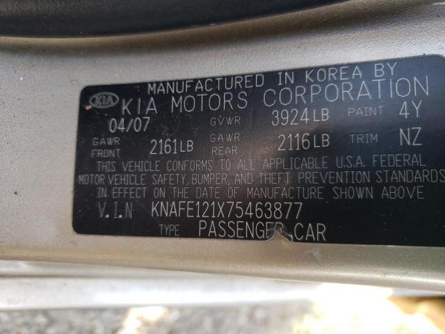 Photo 10 from auction – 2007 KIA SPECTRA EX with VIN KNAFE121X75463877