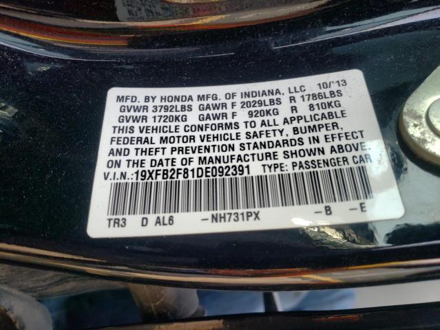 Photo 10 from auction – 2013 HONDA CIVIC EX with VIN 19XFB2F81DE092391