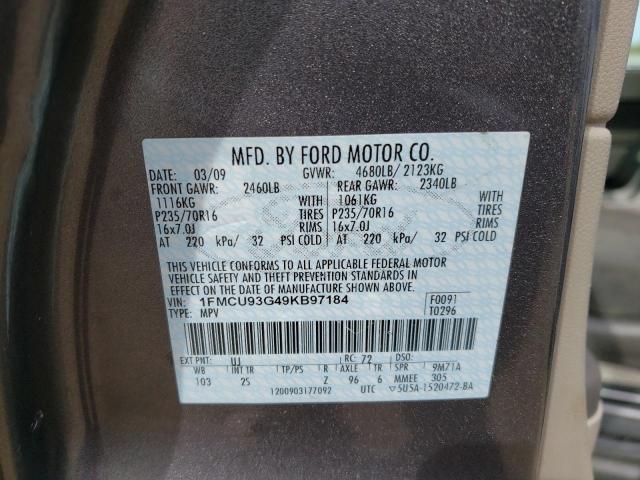 Photo 10 from auction – 2009 FORD ESCAPE XLT with VIN 1FMCU93G49KB97184
