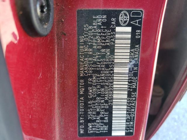 Photo 10 from auction – 2005 TOYOTA COROLLA CE with VIN 2T1BR32E85C435290