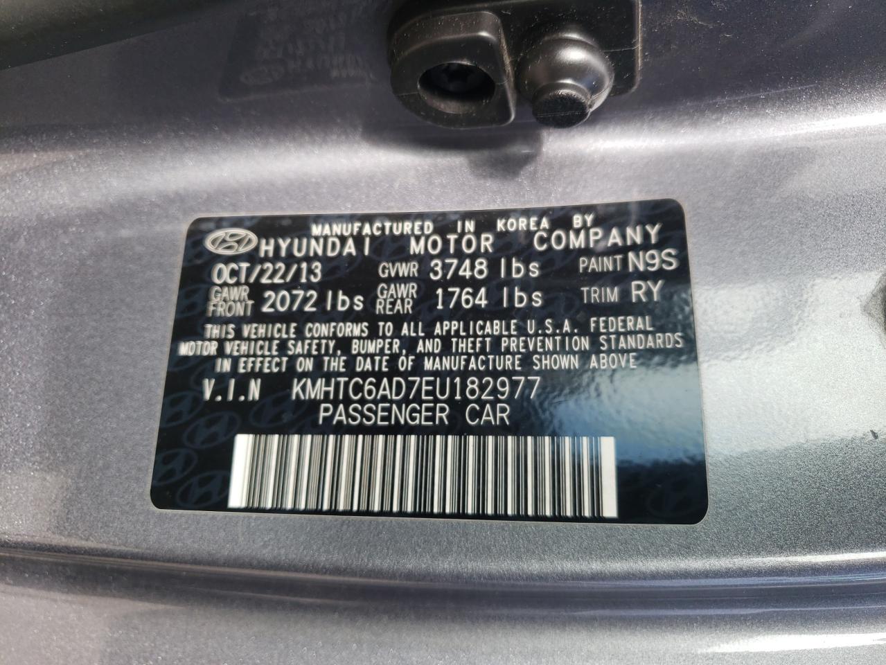 Photo 10 from auction – 2014 HYUNDAI VELOSTER with VIN KMHTC6AD7EU182977