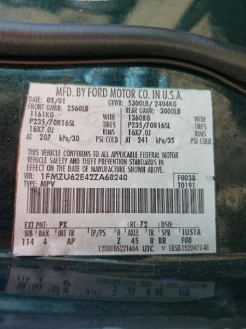 Photo 10 from auction – 2002 FORD EXPLORER X with VIN 1FMZU62E42ZA68240