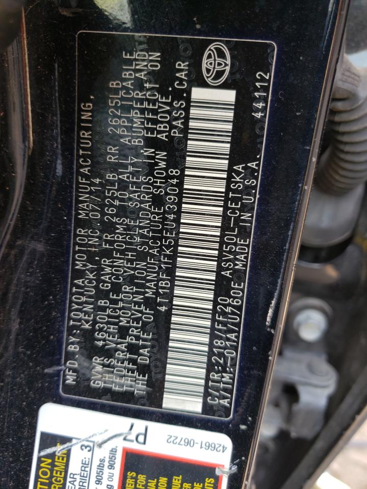 Photo 10 from auction – 2014 TOYOTA CAMRY L with VIN 4T1BF1FK5EU439048