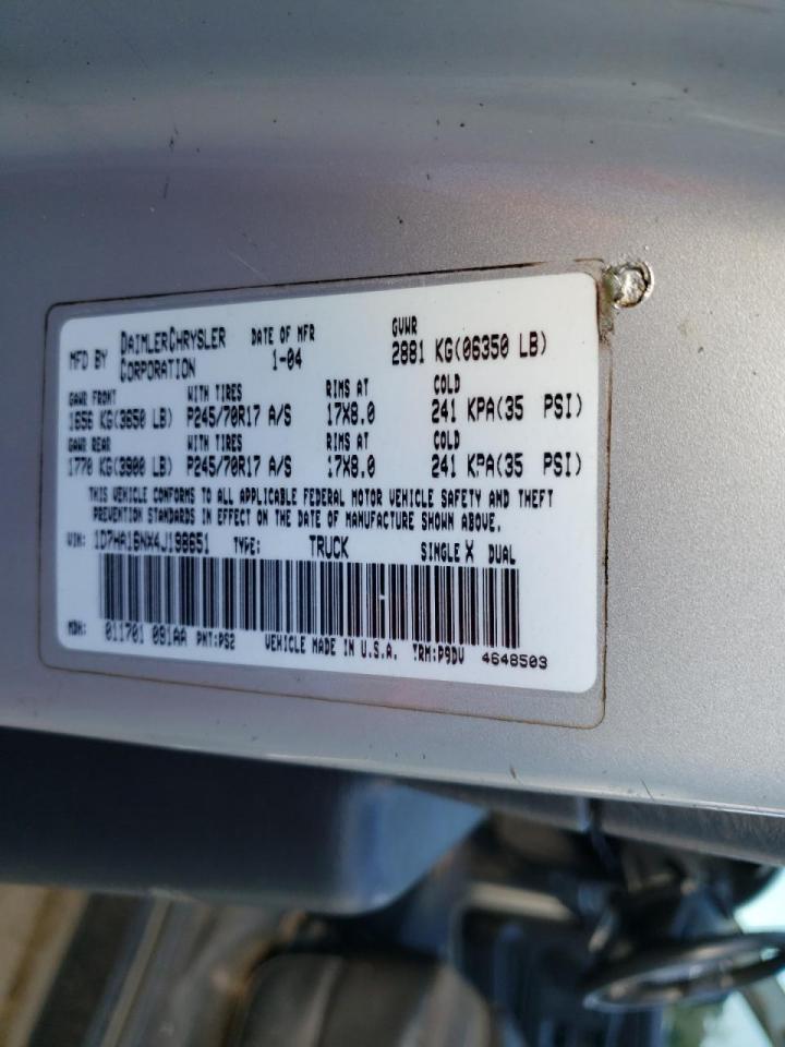 Photo 10 from auction – 2004 DODGE RAM 1500 S with VIN 1D7HA16NX4J198651
