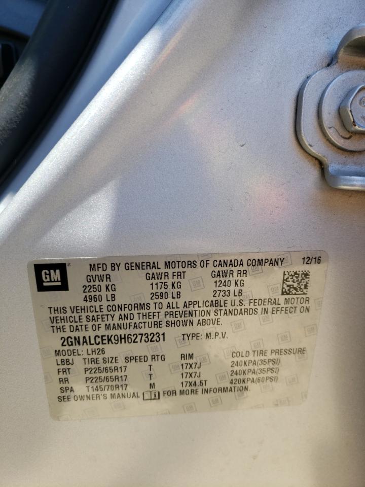 Photo 10 from auction – 2017 CHEVROLET EQUINOX LT with VIN 2GNALCEK9H6273231