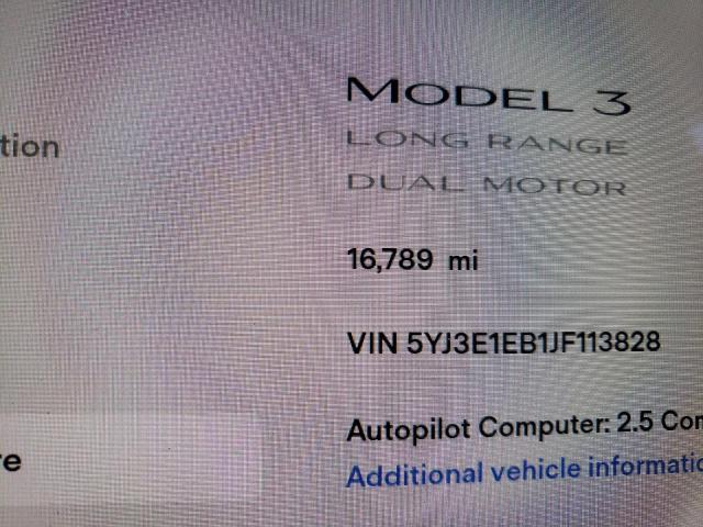 Photo 8 from auction – 2018 TESLA MODEL 3 with VIN 5YJ3E1EB1JF113828