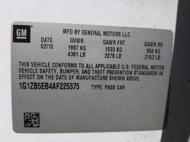 Photo 10 from auction – 2010 CHEVROLET MALIBU LS with VIN 1G1ZB5EB4AF225375