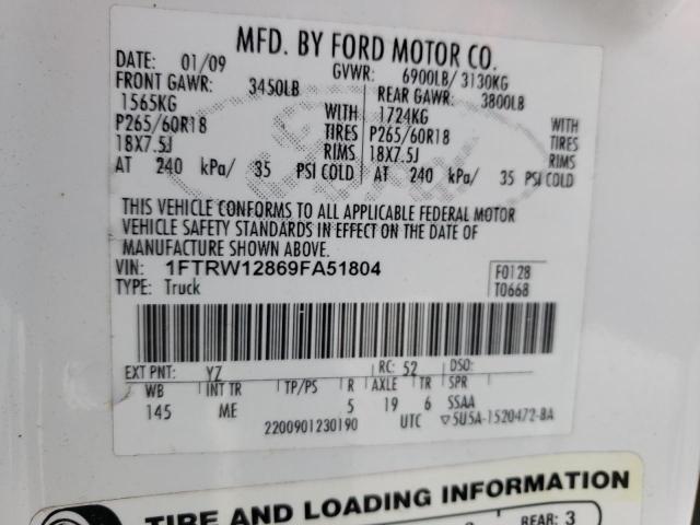 Photo 10 from auction – 2009 FORD F150 SUPER with VIN 1FTRW12869FA51804