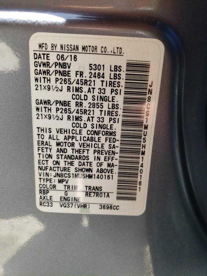 Photo 10 from auction – 2017 INFINITI QX70 with VIN JN8CS1MU5HM140161