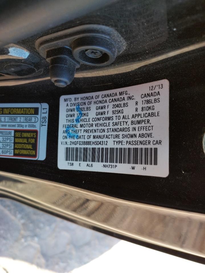 Photo 10 from auction – 2014 HONDA CIVIC EX with VIN 2HGFG3B88EH504312