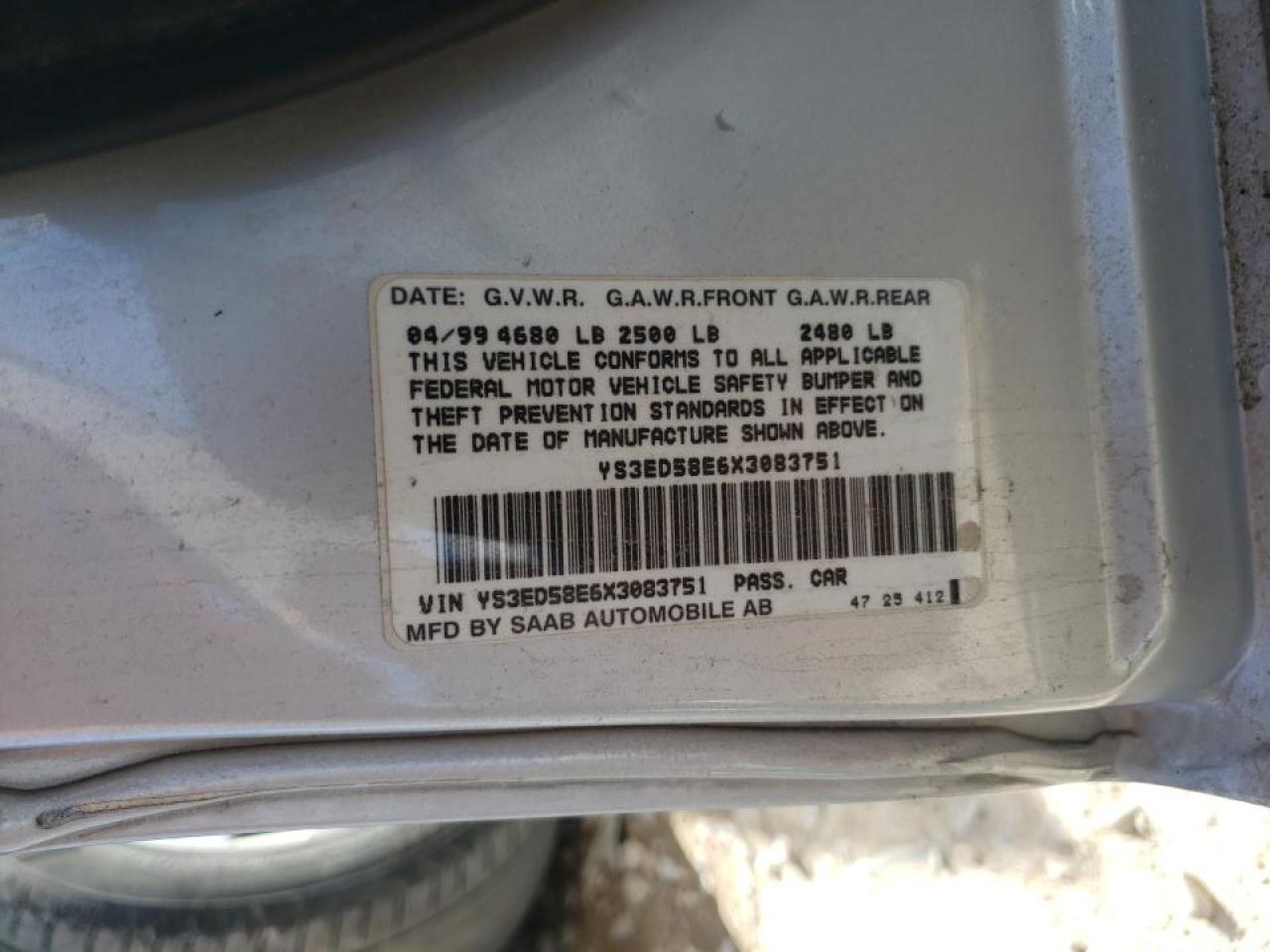 Photo 10 from auction – 1999 SAAB 9-5 with VIN YS3ED58E6X3083751