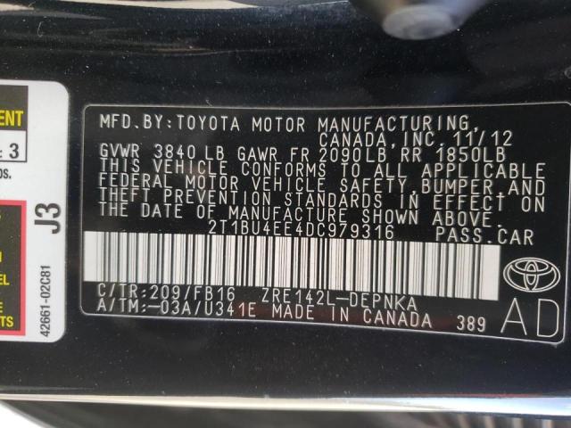 Photo 10 from auction – 2013 TOYOTA COROLLA BA with VIN 2T1BU4EE4DC979316