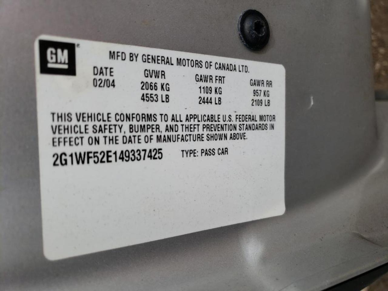 Photo 10 from auction – 2004 CHEVROLET IMPALA with VIN 2G1WF52E149337425