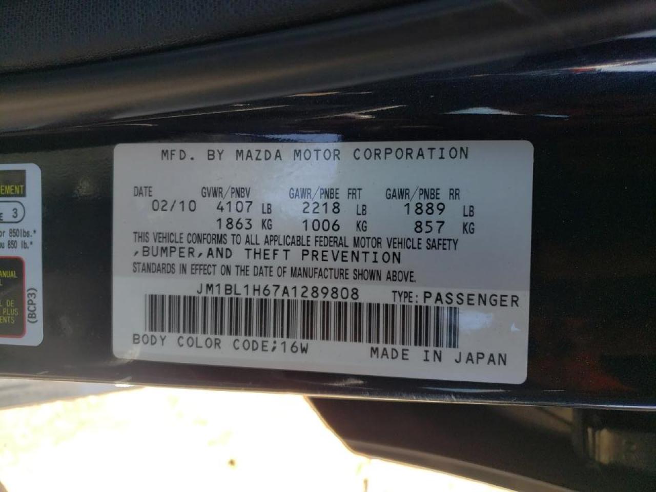 Photo 10 from auction – 2010 MAZDA 3 S with VIN JM1BL1H67A1289808