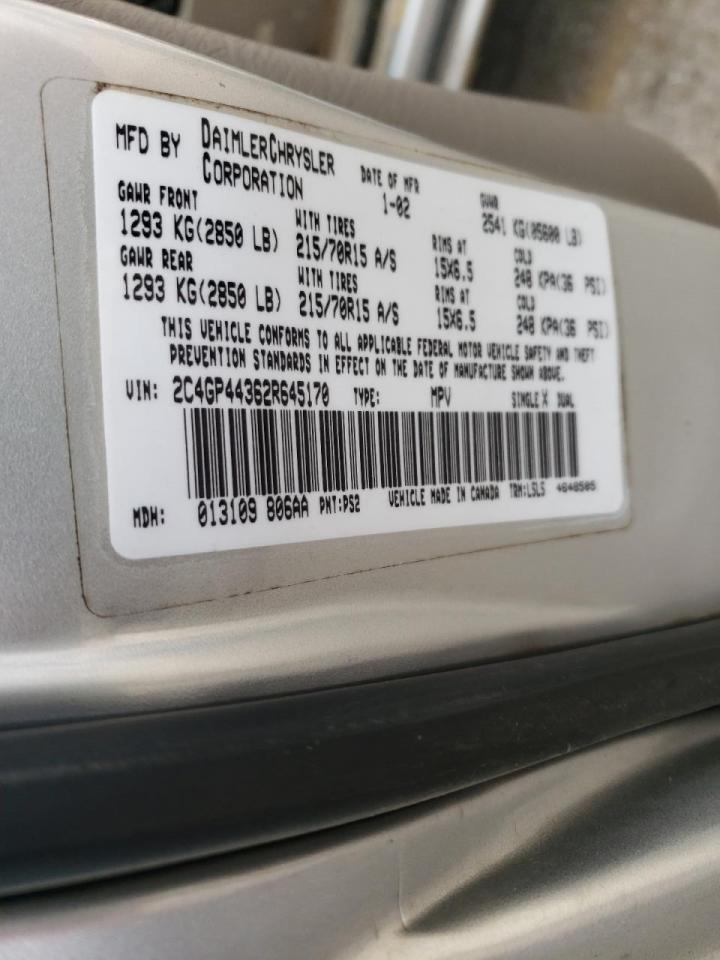 Photo 10 from auction – 2002 CHRYSLER TOWN & COU with VIN 2C4GP44362R645170