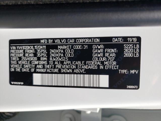 Photo 10 from auction – 2020 VOLVO XC60 T5 MO with VIN YV4102DKXL1513411