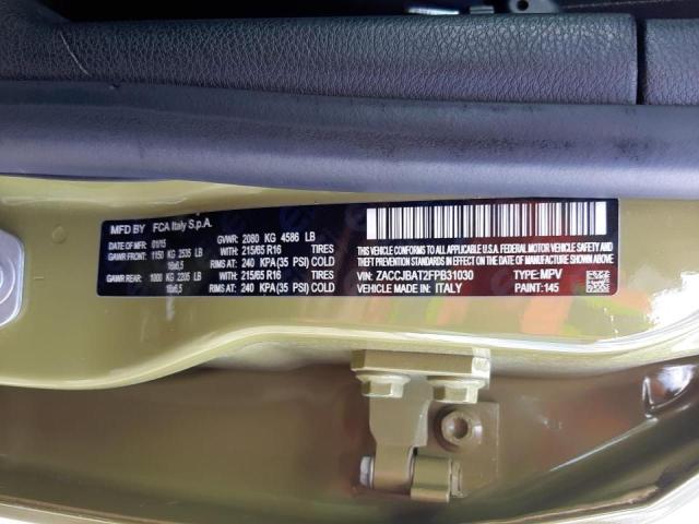 Photo 10 from auction – 2015 JEEP RENEGADE S with VIN ZACCJBAT2FPB31030