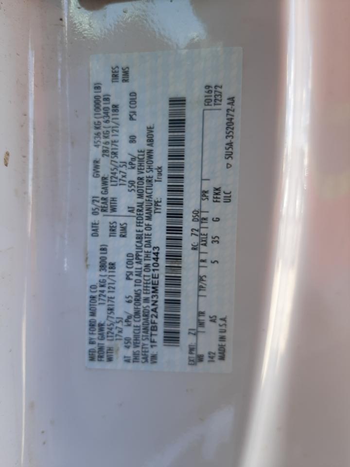 Photo 10 from auction – 2021 FORD F250 SUPER with VIN 1FTBF2AN3MEE10443