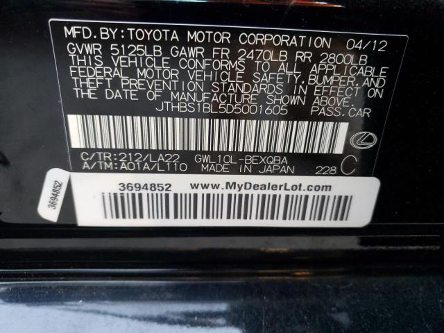 Photo 10 from auction – 2013 LEXUS GS 450H with VIN JTHBS1BL5D5001605