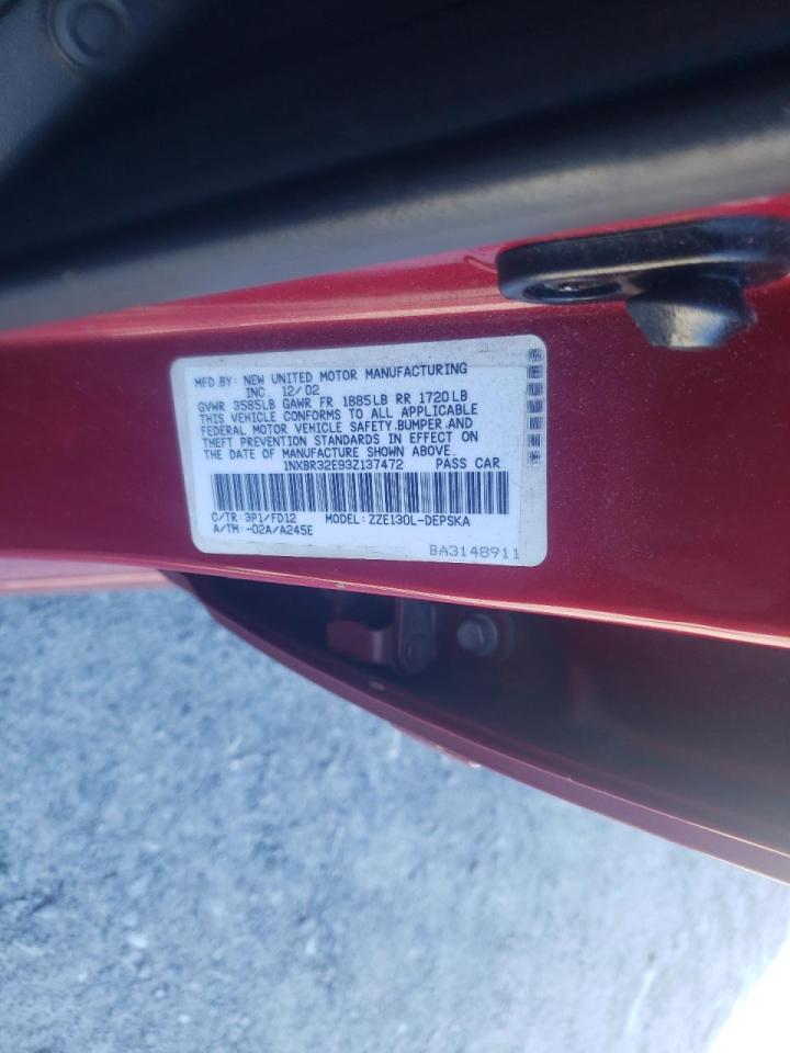 Photo 10 from auction – 2003 TOYOTA COROLLA CE with VIN 1NXBR32E93Z137472