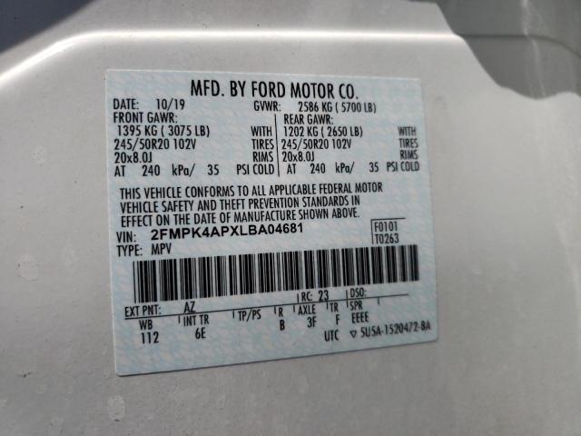 Photo 10 from auction – 2020 FORD EDGE ST with VIN 2FMPK4APXLBA04681
