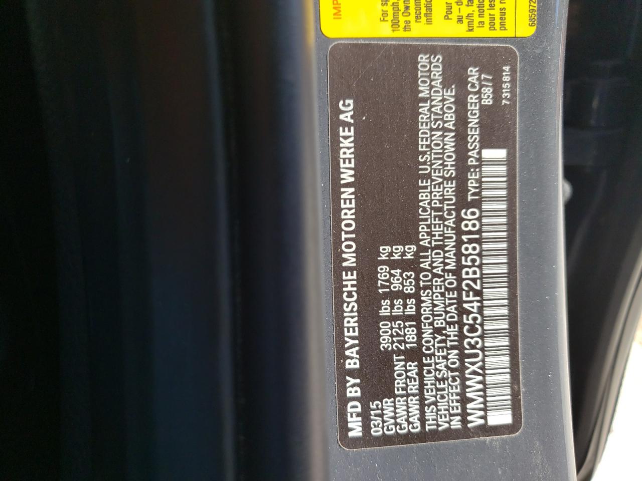 Photo 10 from auction – 2015 MINI COOPER S with VIN WMWXU3C54F2B58186
