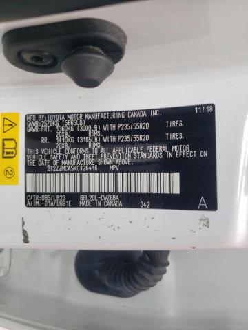 Photo 10 from auction – 2019 LEXUS RX 350 BAS with VIN 2T2ZZMCA5KC126416