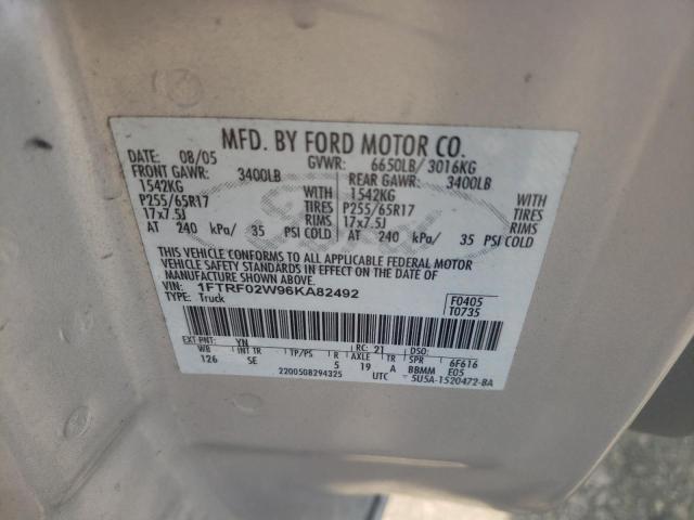 Photo 10 from auction – 2006 FORD F150 with VIN 1FTRF02W96KA82492