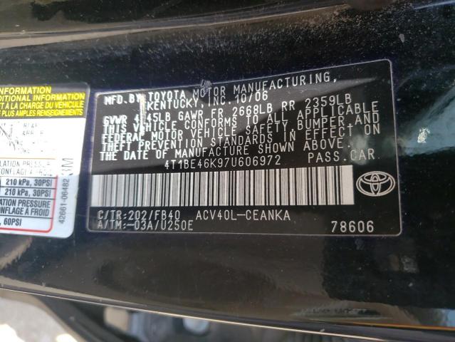 Photo 10 from auction – 2007 TOYOTA CAMRY with VIN 4T1BE46K97U606972