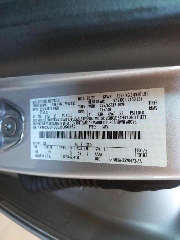 Photo 10 from auction – 2020 FORD ESCAPE S with VIN 1FMCU0F60LUB56352