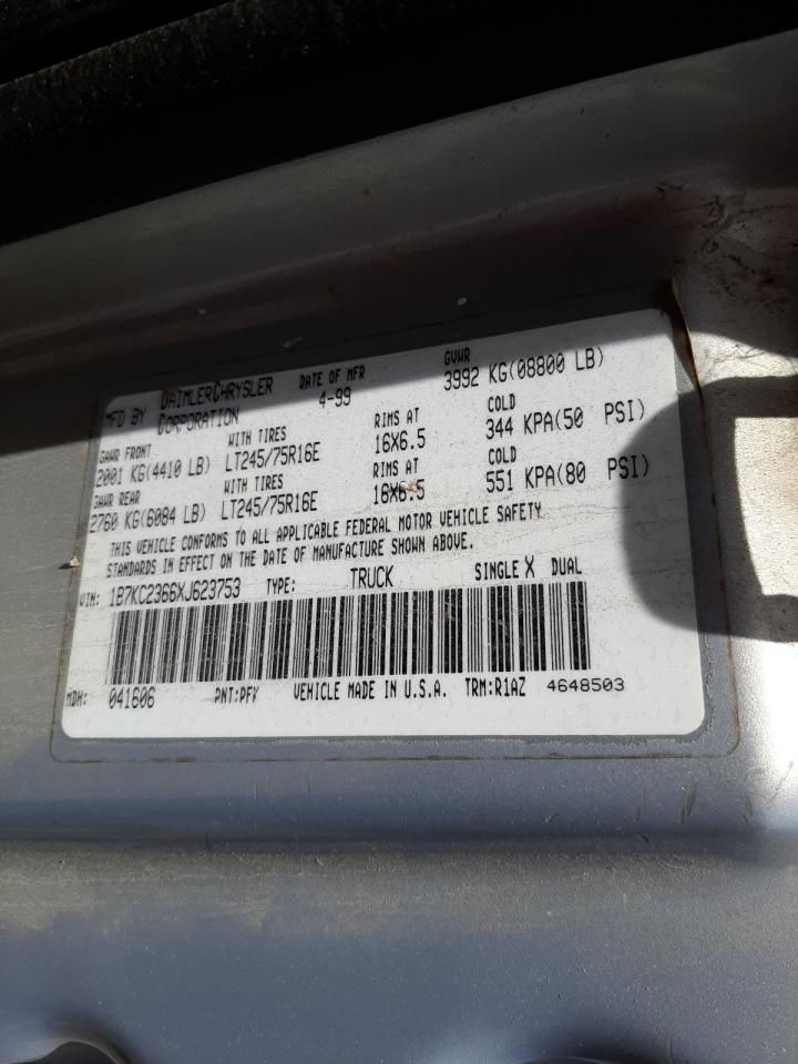 Photo 10 from auction – 1999 DODGE RAM 2500 with VIN 1B7KC2366XJ623753
