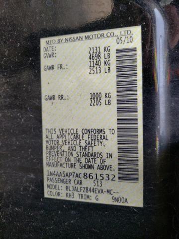 Photo 10 from auction – 2010 NISSAN MAXIMA S with VIN 1N4AA5AP7AC861532