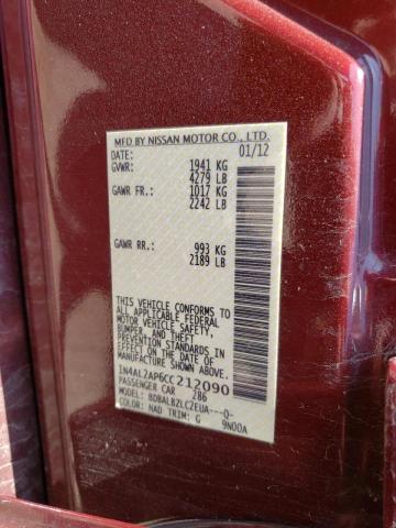 Photo 10 from auction – 2012 NISSAN ALTIMA BAS with VIN 1N4AL2AP6CC212090