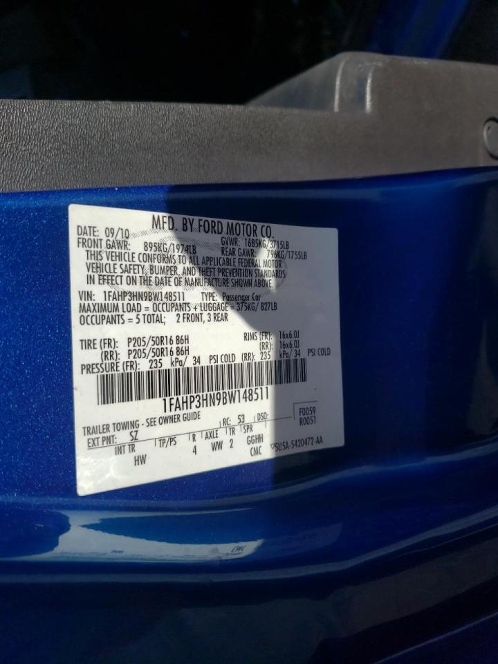 Photo 10 from auction – 2011 FORD FOCUS SEL with VIN 1FAHP3HN9BW148511