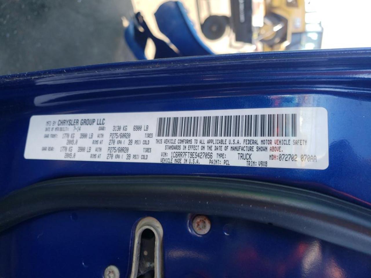 Photo 10 from auction – 2014 DODGE 1500 SLT with VIN 1C6RR7FT9ES427056