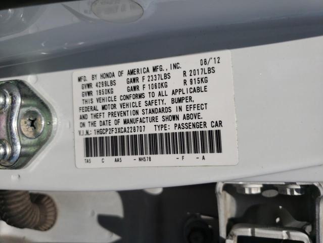 Photo 10 from auction – 2012 HONDA ACCORD LX with VIN 1HGCP2F3XCA228707