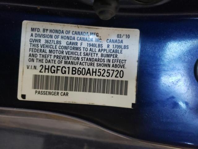 Photo 10 from auction – 2010 HONDA CIVIC LX with VIN 2HGFG1B60AH525720