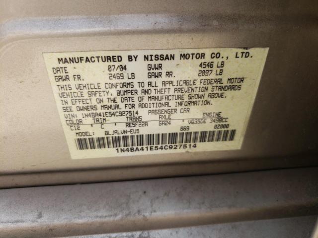 NISSAN MAXIMA SE 2004 with VIN 1N4BA41E54C927514 - Photo from auction