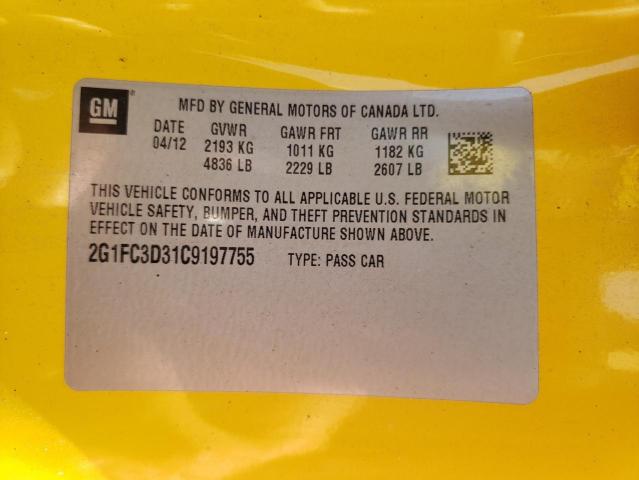 Photo 10 from auction – 2012 CHEVROLET CAMARO LT with VIN 2G1FC3D31C9197755
