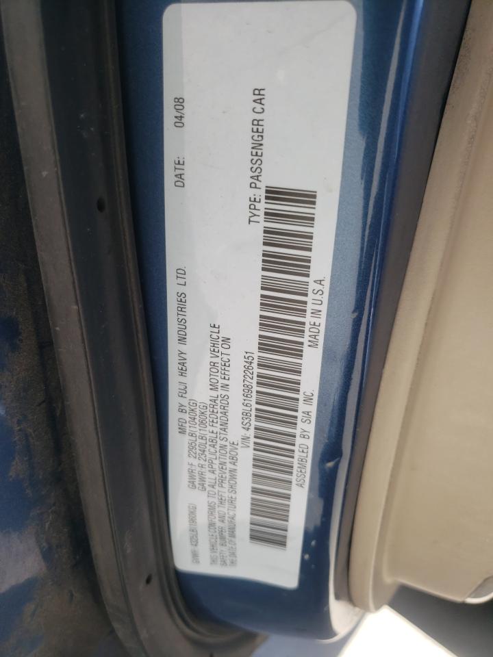 Photo 10 from auction – 2008 SUBARU LEGACY 2.5 with VIN 4S3BL616987226451