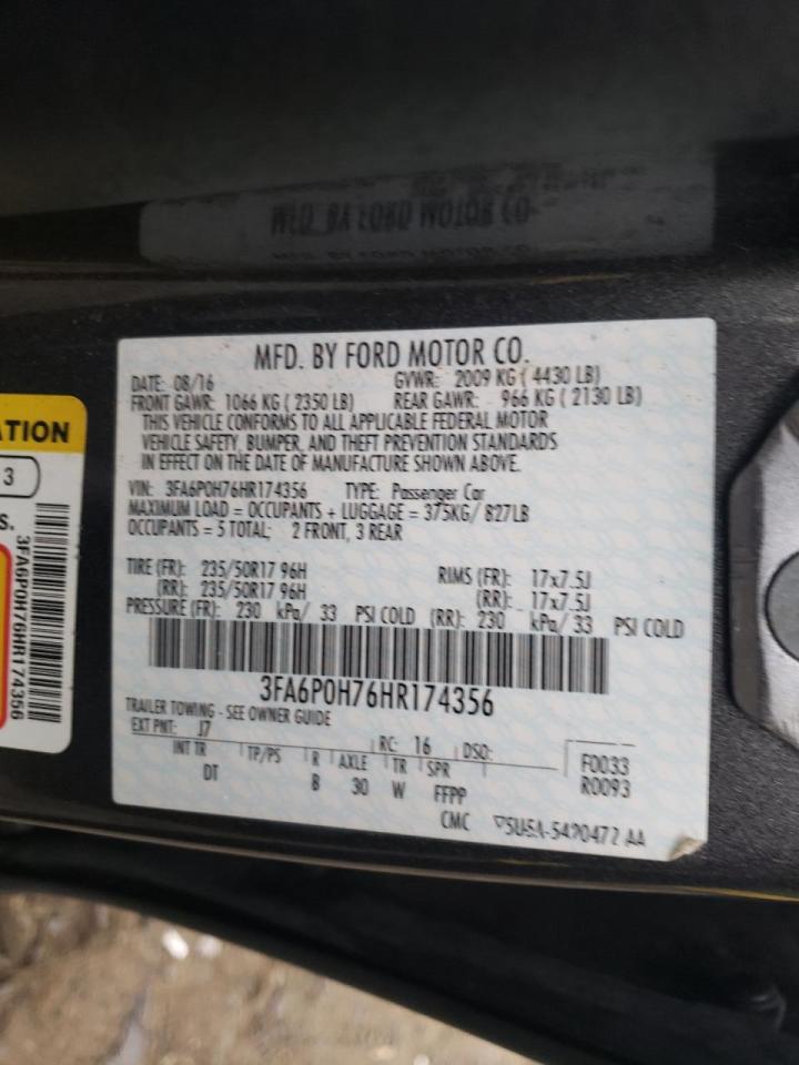 Photo 10 from auction – 2017 FORD FUSION SE with VIN 3FA6P0H76HR174356