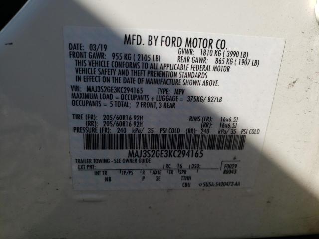 Photo 10 from auction – 2019 FORD ECOSPORT S with VIN MAJ3S2GE3KC294165