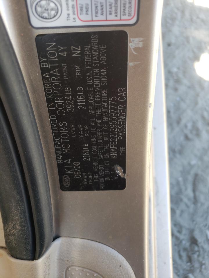 Photo 11 from auction – 2009 KIA SPECTRA EX with VIN KNAFE221295597775