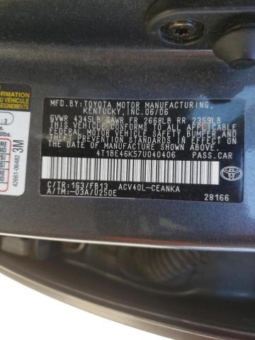 Photo 10 from auction – 2007 TOYOTA CAMRY CE with VIN 4T1BE46K57U040406