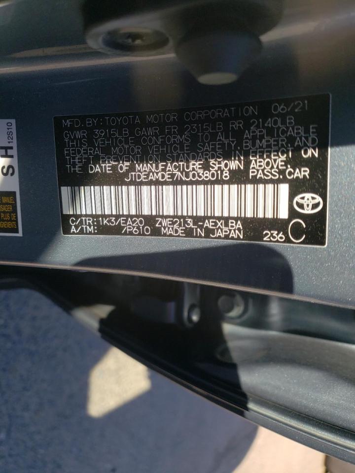 Photo 10 from auction – 2022 TOYOTA COROLLA LE with VIN JTDEAMDE7NJ038018