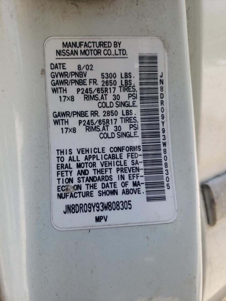 Photo 10 from auction – 2003 NISSAN PATHFINDER with VIN JN8DR09Y93W808305