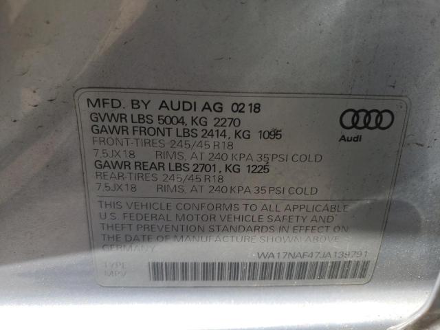 Photo 10 from auction – 2018 AUDI A4 ALLROAD with VIN WA17NAF47JA139791