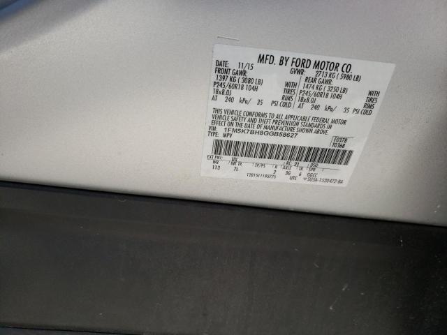 Photo 10 from auction – 2016 FORD EXPLORER with VIN 1FM5K7BH8GGB58627